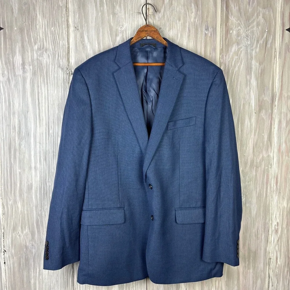 Ralph Lauren Blazer Mens Blue Textured Two Button Sport Coat Jacket Black Label‎